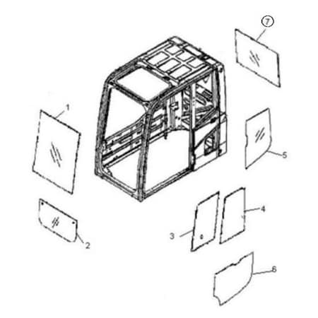 Aftermarket 20Y-54-35142 Rear Cab Glass for Komatsu Excavator PC210-6K CAH40-0001